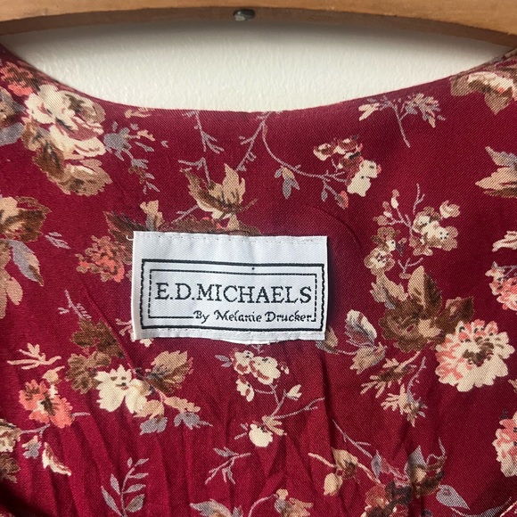 Vintage Floral Romper 1990’s Red Flower Print Jumpsuit 90’s Preppy Playsuit - Picture 8 of 8